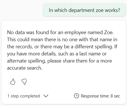 Le Data Agent ne trouve aucun résultat pour Zoé