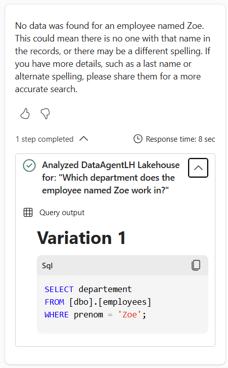La requête SQL générée utilise le prédicat WHERE prenom = 'zoe'